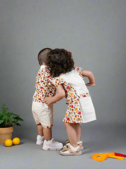 Tusk & Giggles Twinning Set| Co-ord Set for Boys & Frock for Girls