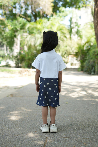 Cuddly Cubs Star-Brite Cotton Denim Polo Patch Dress