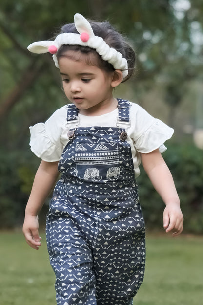 Cotton Denim Safari Elephant Pocket Dungaree