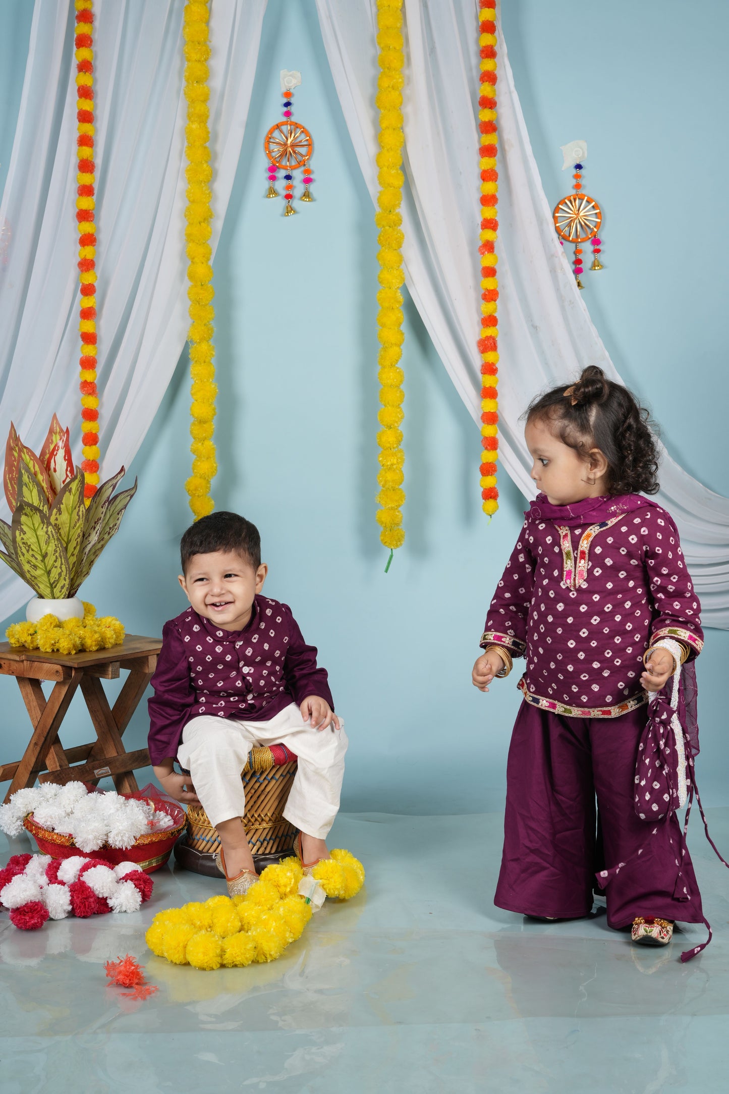 Forever Plum Twinning Set| Jacket Set for Boys & Kurti Set for Girls