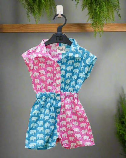 Dual Tone Elephant Play Romper: Front View