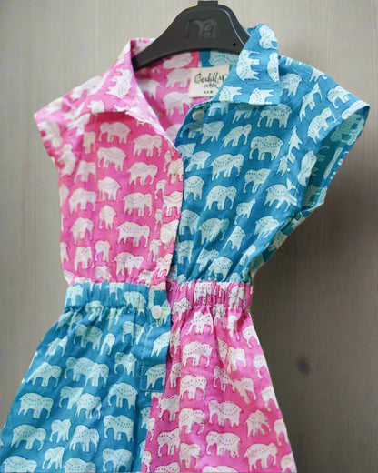 Dual Tone Elephant Play Romper: Lateral View