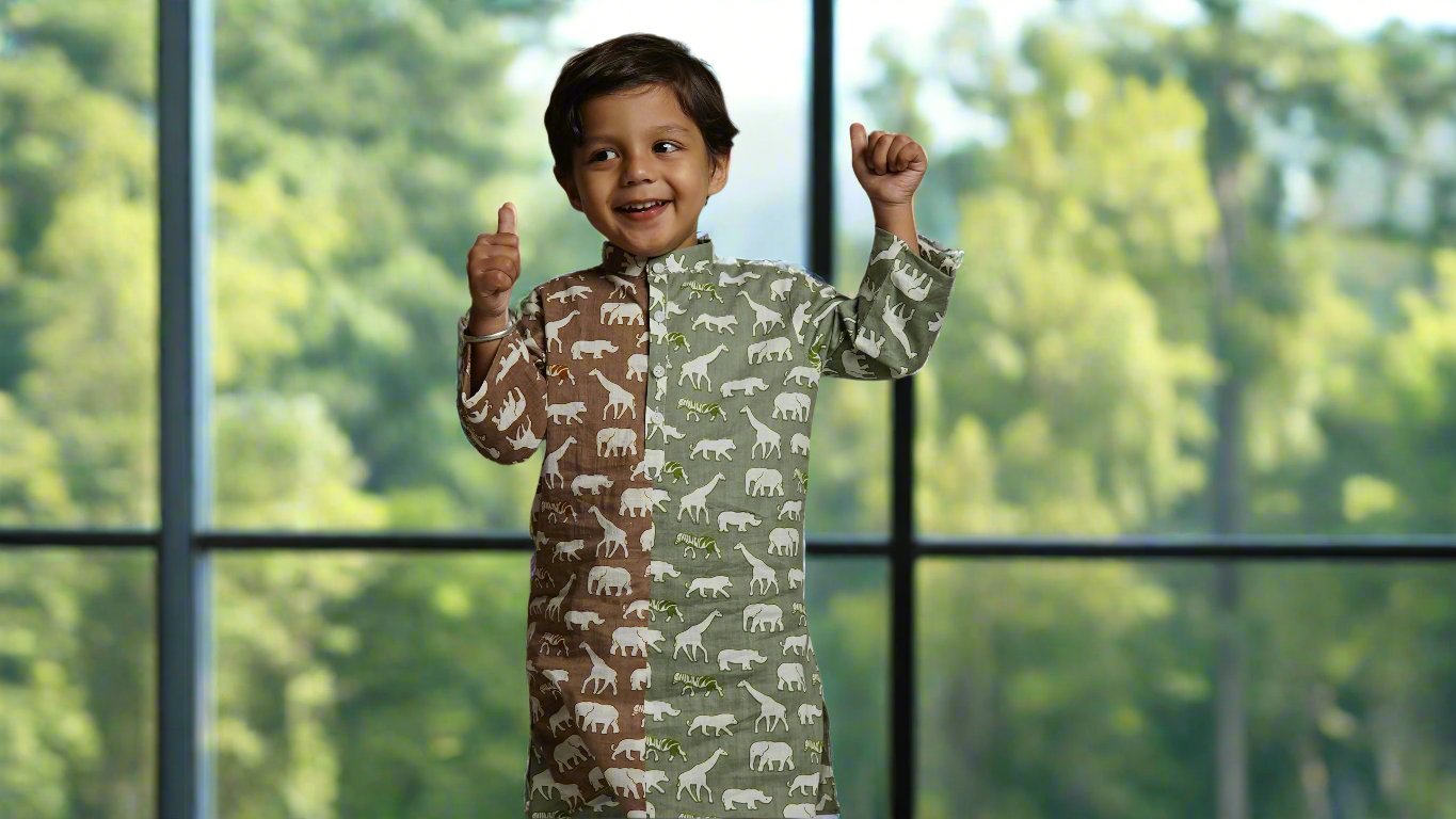 Dual Tone Safari Kurta cum Co-ord Set:Thumbs up