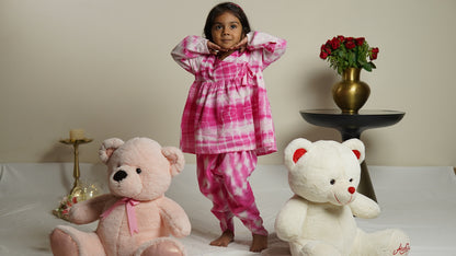 Hot Pink Twirl Angrakha Set: Girl Cub Shying