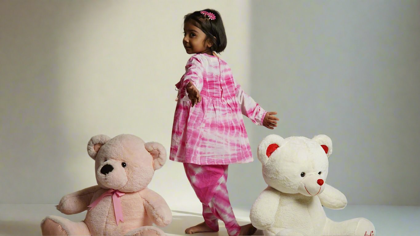 Hot Pink Twirl Angrakha Set: Girl Cub Turning