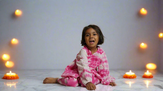 Hot Pink Twirl Angrakha Set-Girl Cub Sitting