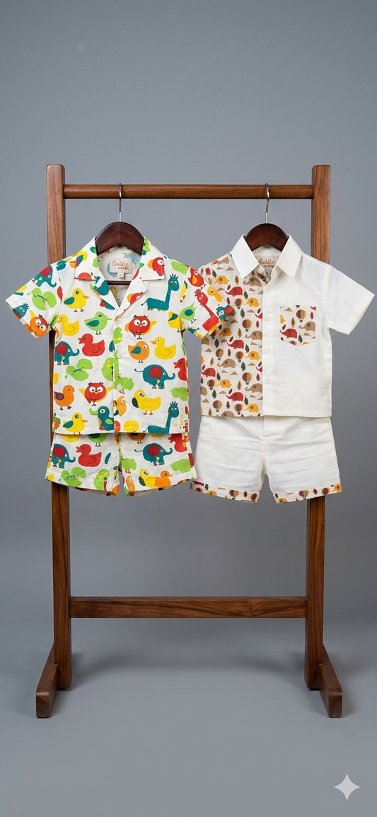 Cuddly Cubs Boys Sky & Safari co ord set pack