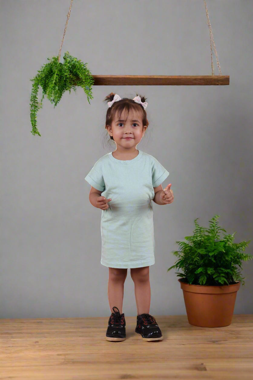 Supima Cotton Mint Side Gathered Dress