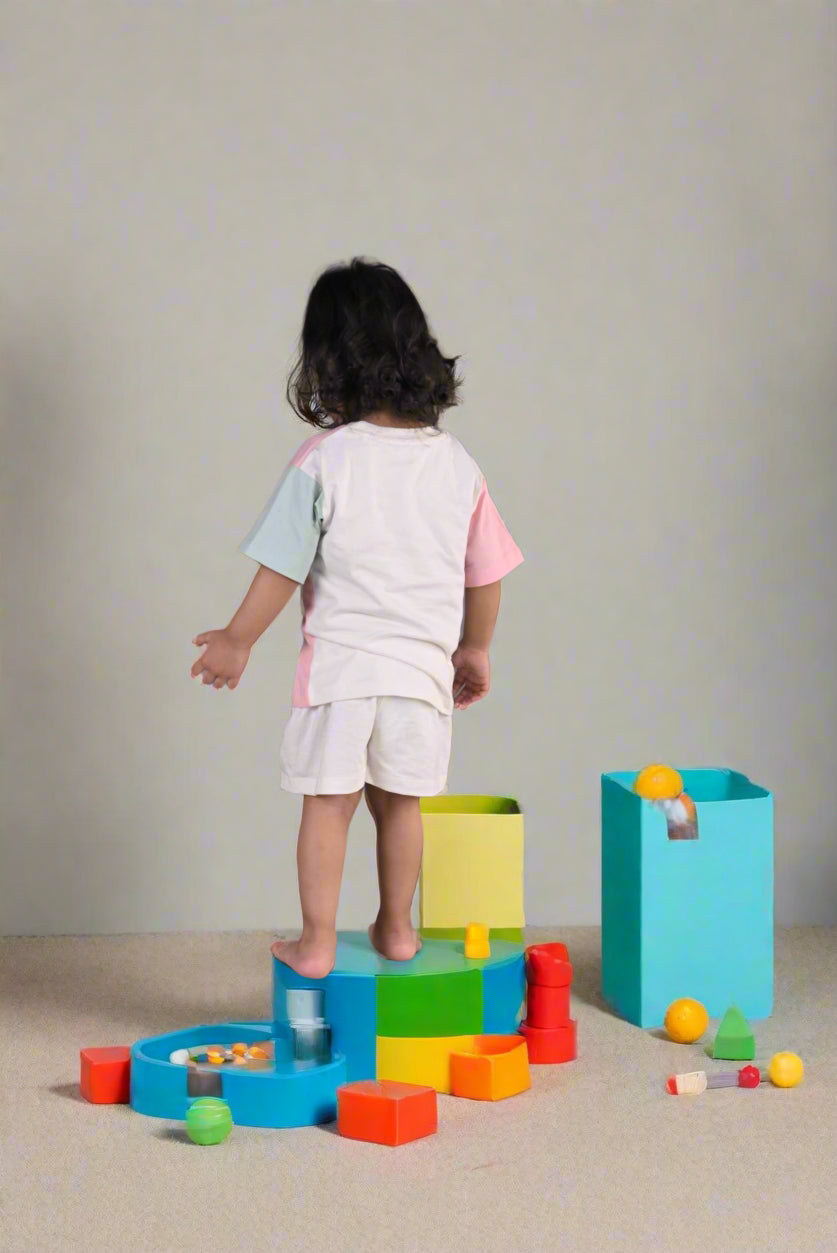 Colorblock playset with white shorts-Supima Cotton Loose Fit T-shirt & Shorts set