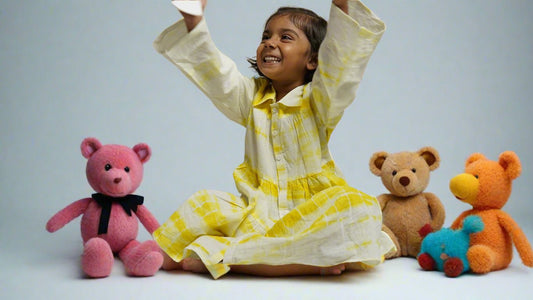 Tie-Dye Sunshine Dress: Girl cub raising hands