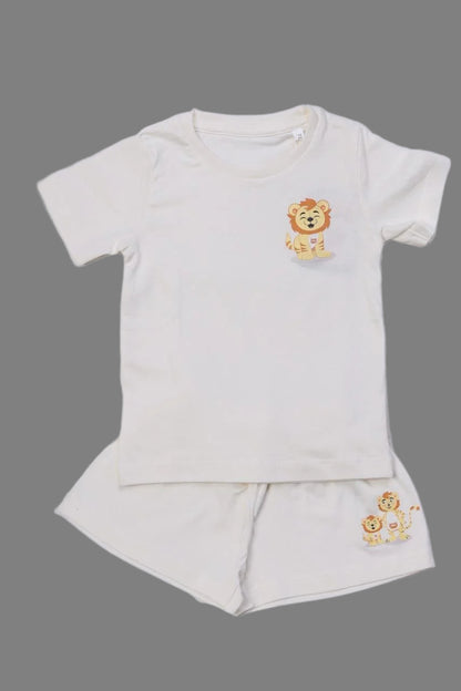 Cubby Playset in White-Supima Cotton T-shirt & Shorts set