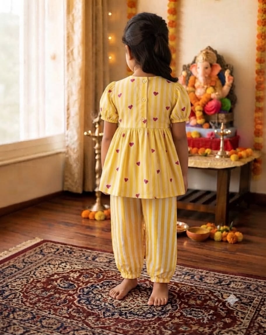 Cuddly Cubs Girls Sunshine Hearts Angrakha & Harem Set