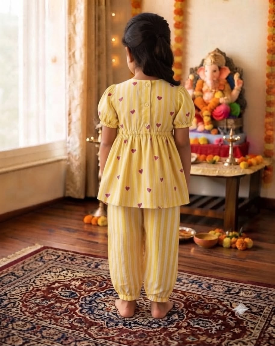 Cuddly Cubs Girls Sunshine Hearts Angrakha & Harem Set
