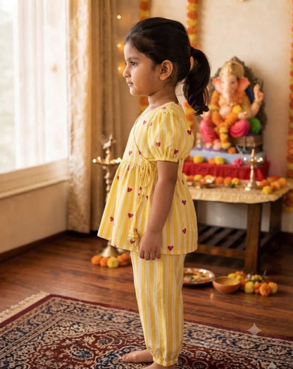 Cuddly Cubs Girls Sunshine Hearts Angrakha & Harem Set