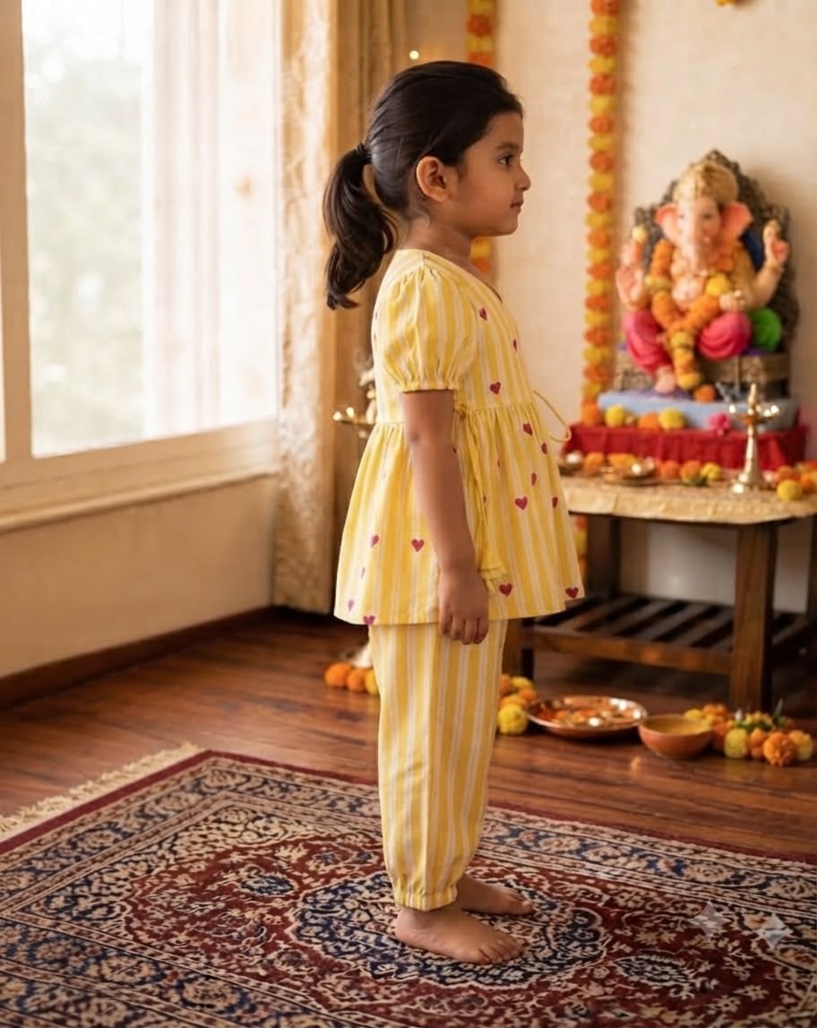 Cuddly Cubs Girls Sunshine Hearts Angrakha & Harem Set