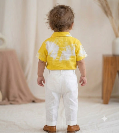 Cuddly Cubs Boys Sunshine Tie-Dye Crochet Smiley Shirt