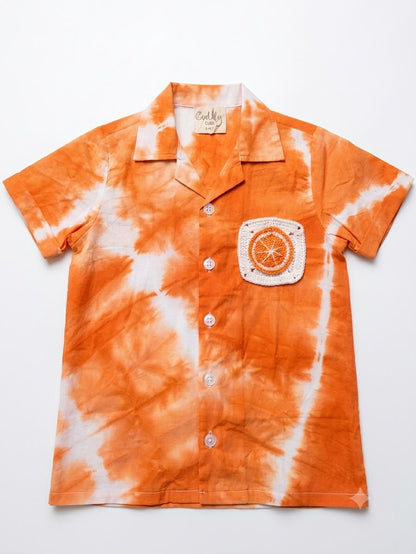 Cuddly Cubs Boys Citrus Slice Tie-Dye Cuban Shirt