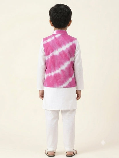 Cuddly Cubs Boys Pink Leheriya Crochet Star Pocket Jacket