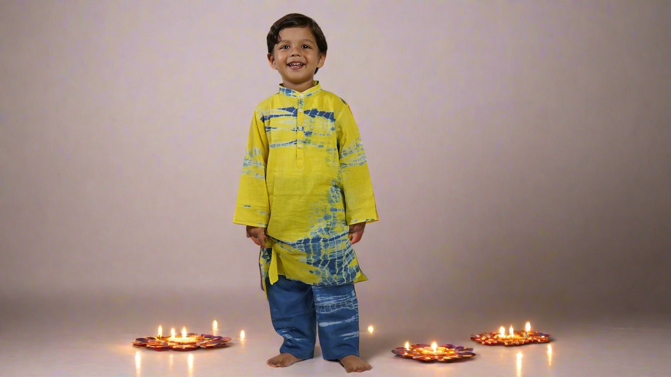 Yellow Daze Tie-Dye Set: Boy Cub Standing