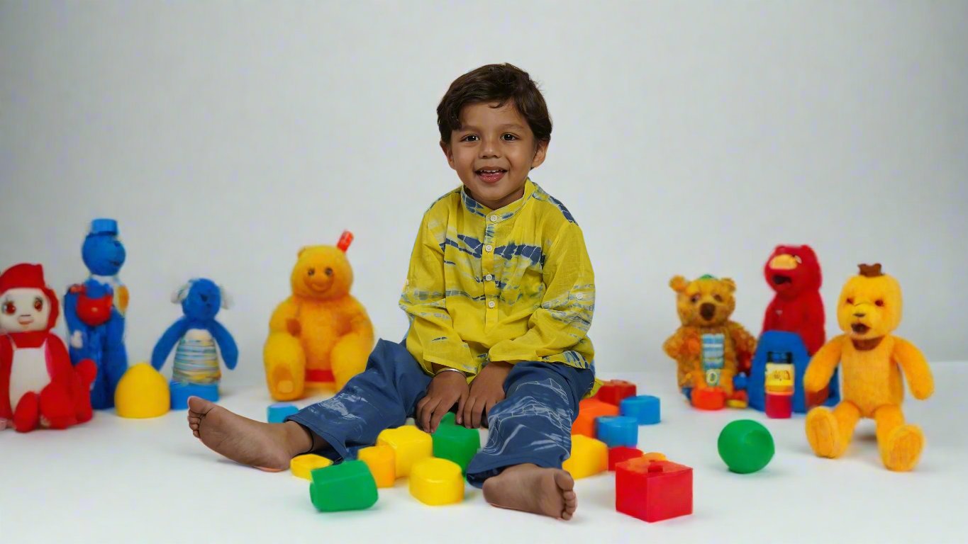 Yellow Daze Tie-Dye Set: Boy Cub Lounging
