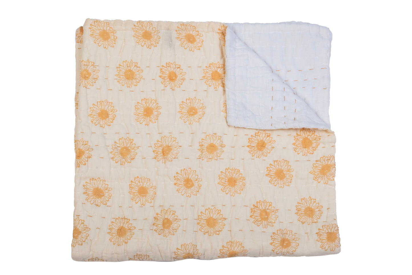Golden Petals Cotton Quilt