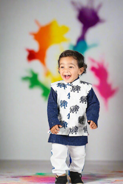Blue-Grey Color block Elephant Jacket