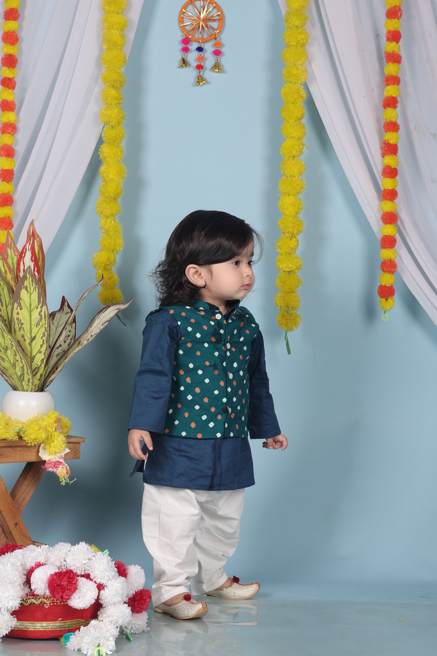 Forest Jewel Jacket Set (With Kurta Pyjama)