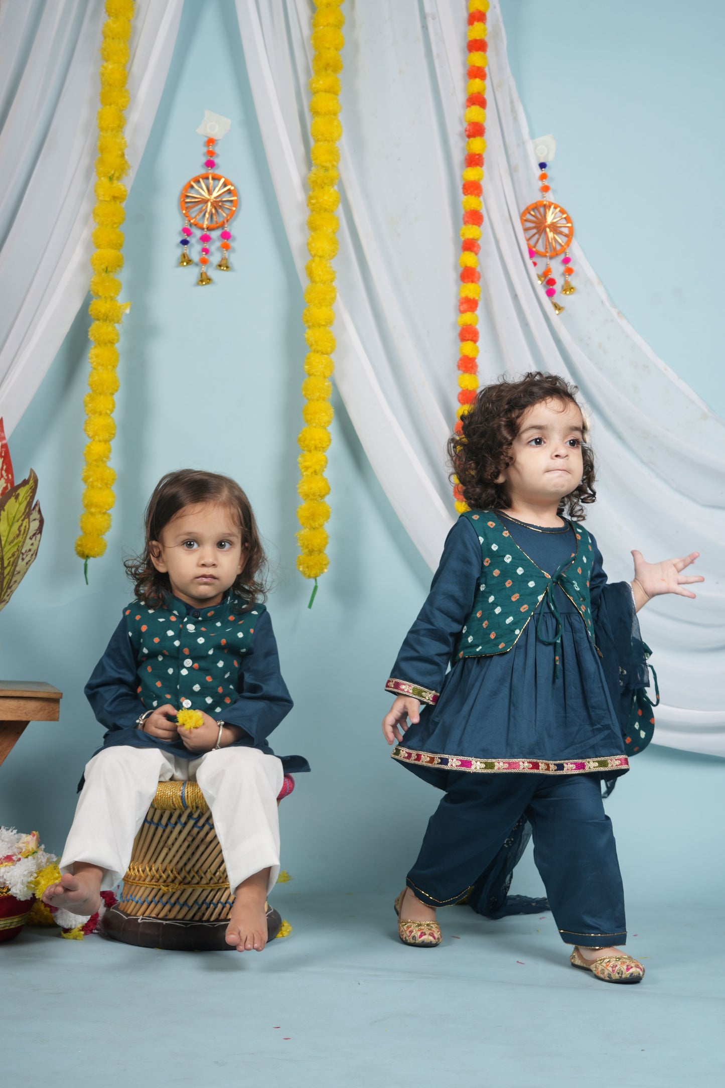 Evergreen Bond Twinning Set| Jacket Set for Boys & Suit with Short Jacket for Girls