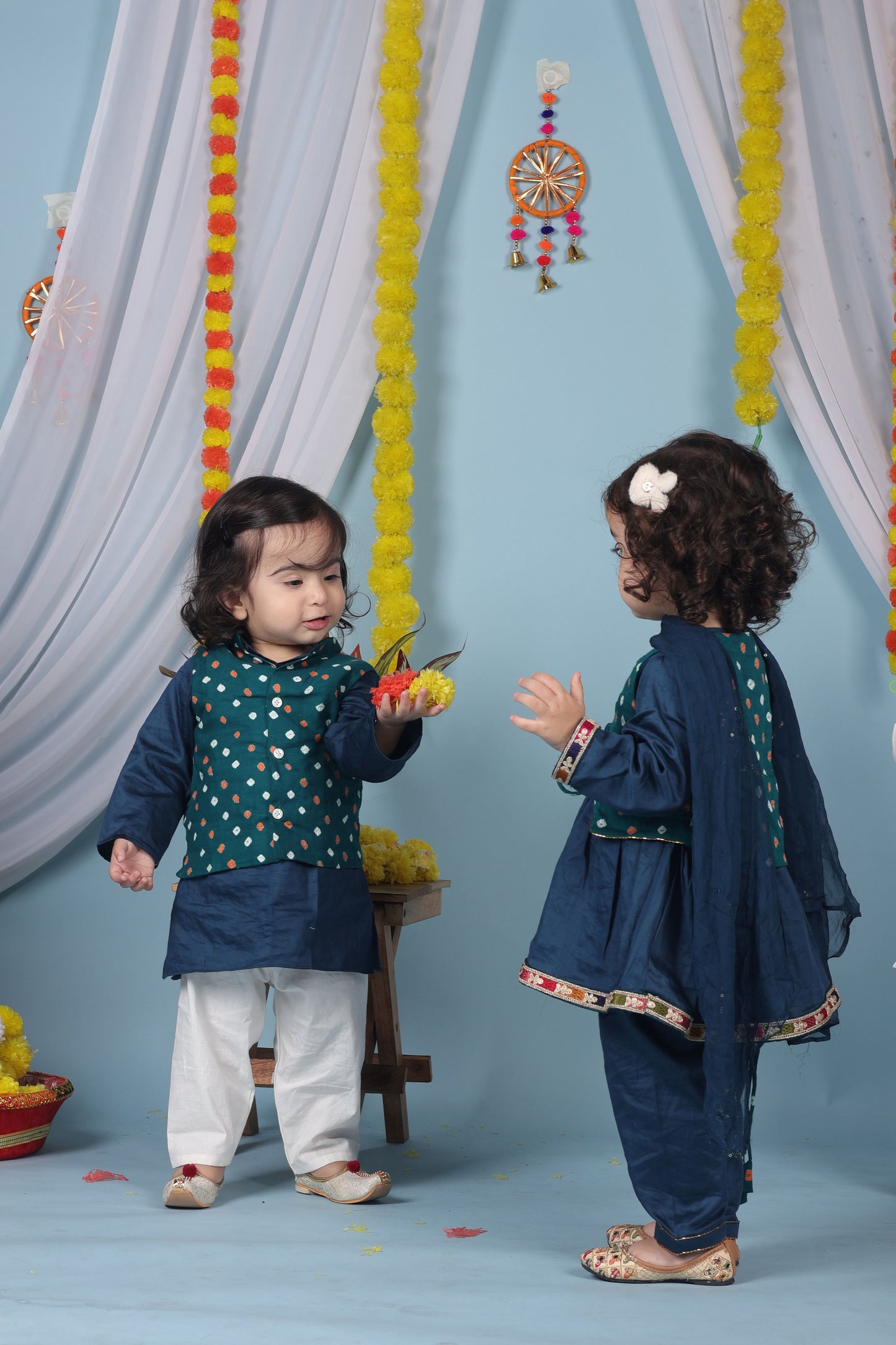 Evergreen Bond Twinning Set| Jacket Set for Boys & Suit with Short Jacket for Girls
