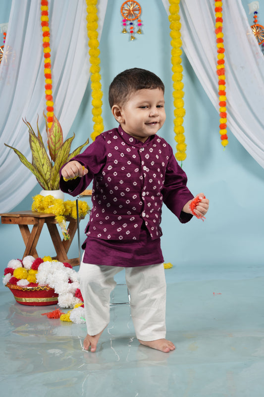 Plum Royale Jacket Set (With Kurta Pyjama)