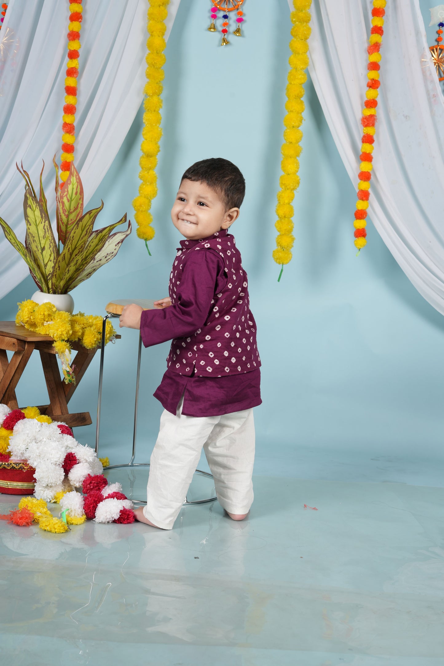 Plum Royale Jacket Set (With Kurta Pyjama)